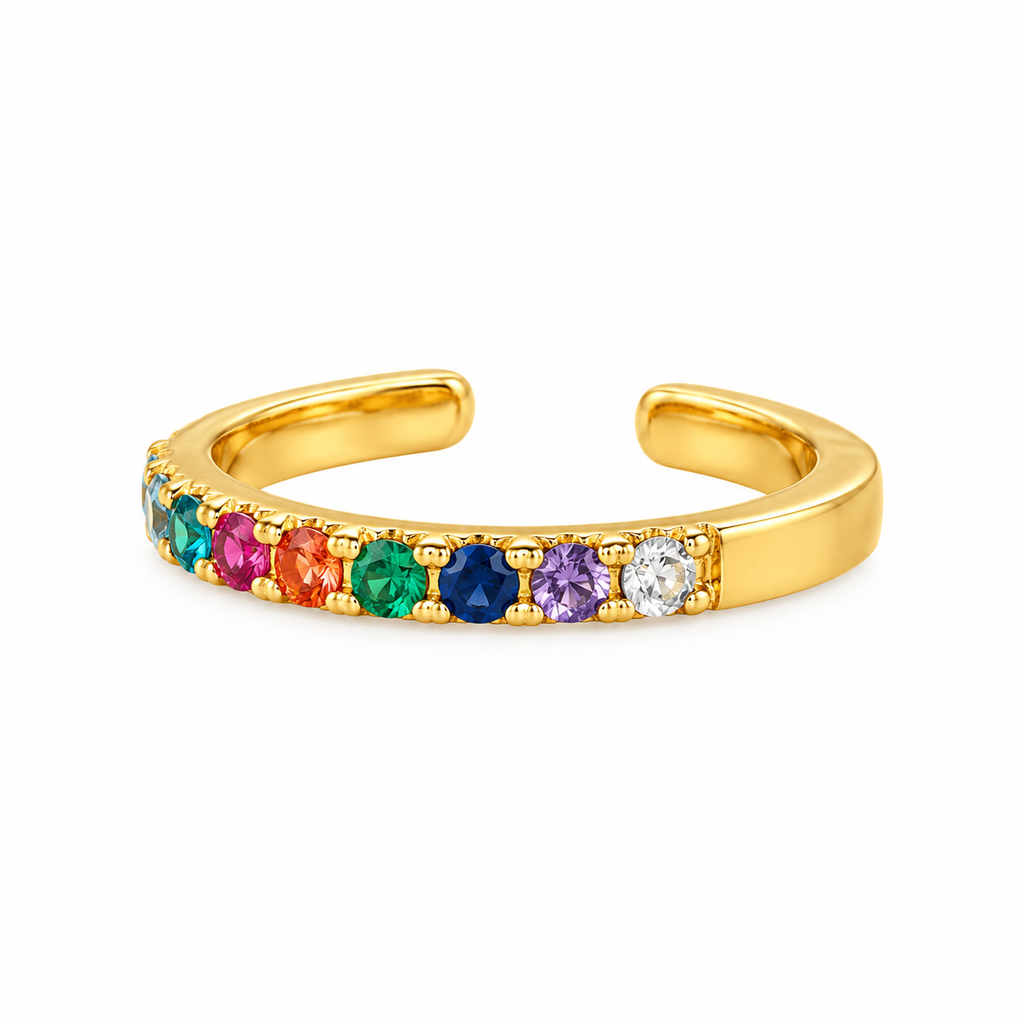 Ear Cuff mono con Strass Multicolor in Argento 925 Rodiato