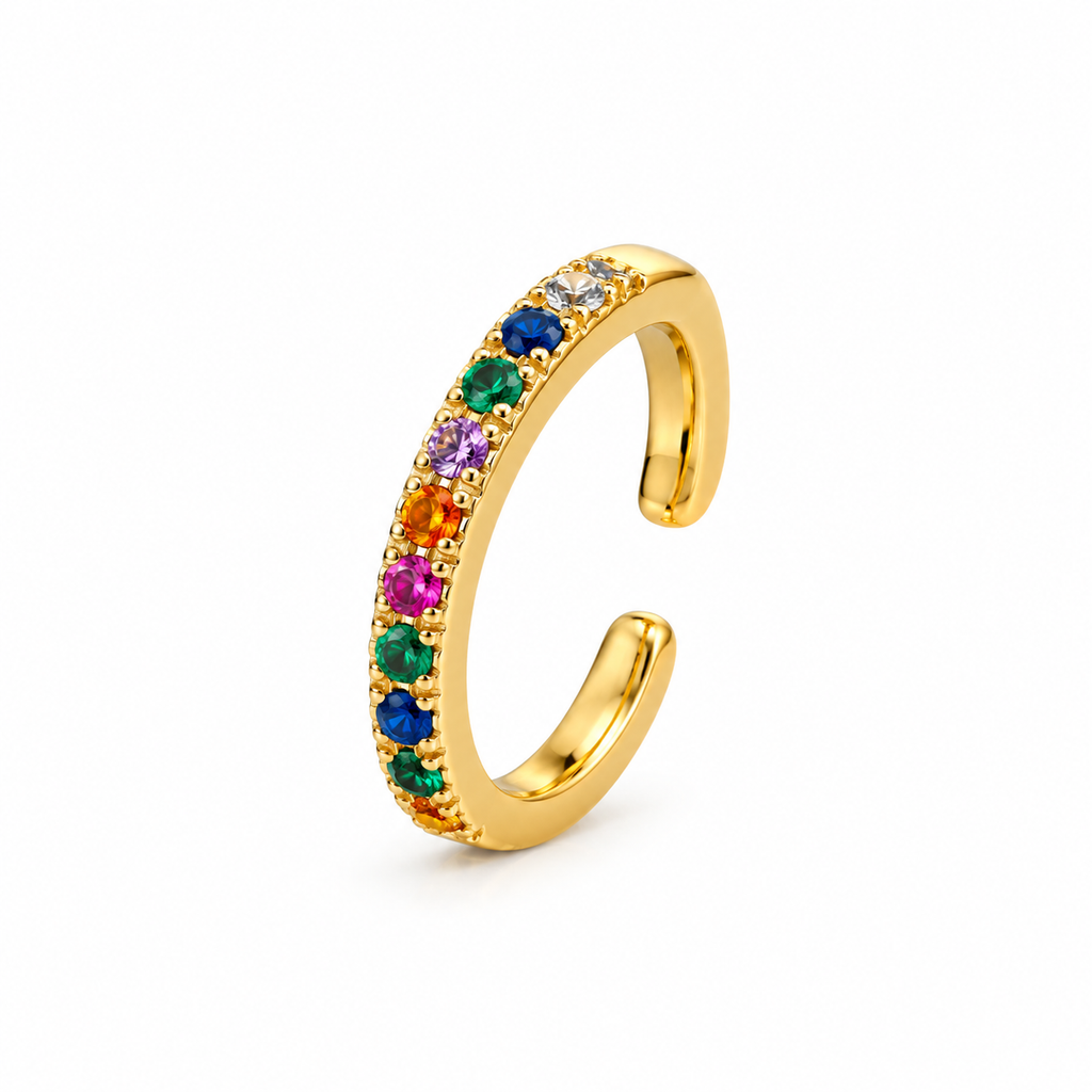 Ear Cuff mono con Strass Multicolor in Argento 925 Rodiato