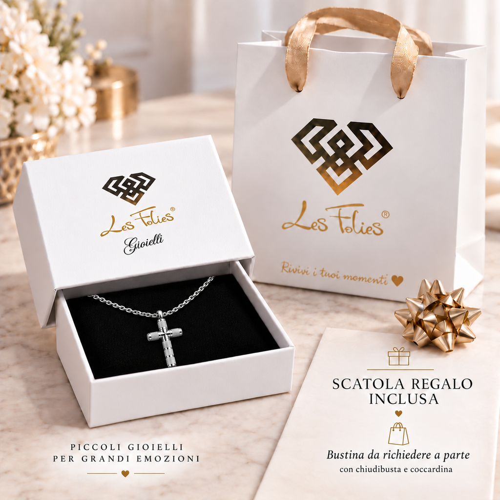 Collana da uomo con croce zingrinata in acciaio inox