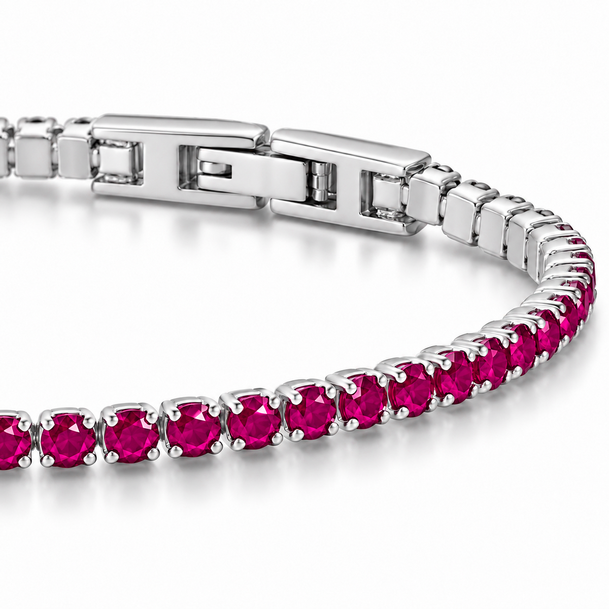 Bracciale Tennis 2mm in acciaio inox con chiusura a scatto unisex