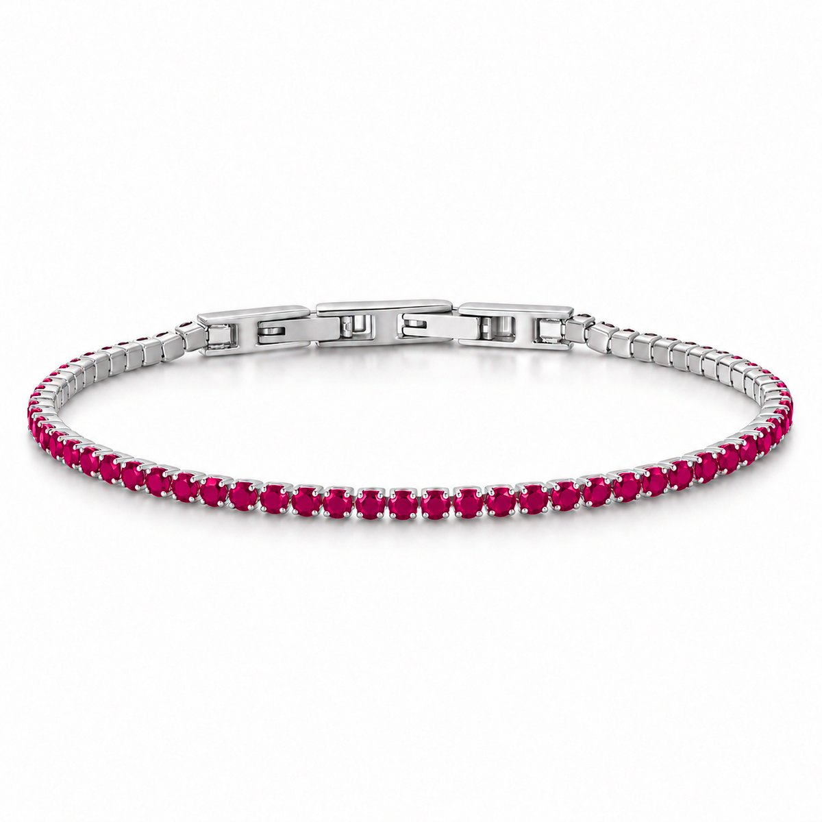 Bracciale Tennis 2mm in acciaio inox con chiusura a scatto unisex