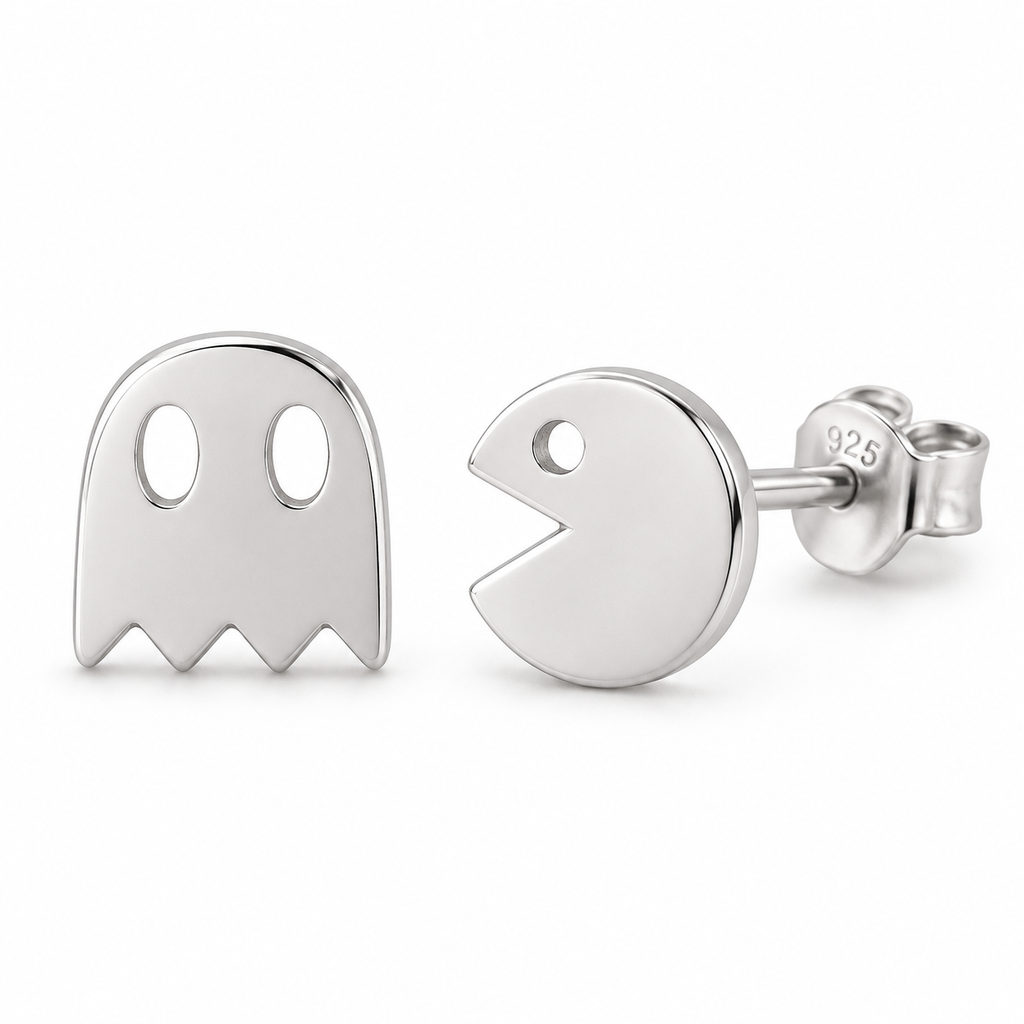 Orecchini a Lobo Pac-Man in Argento 925 Rodiato