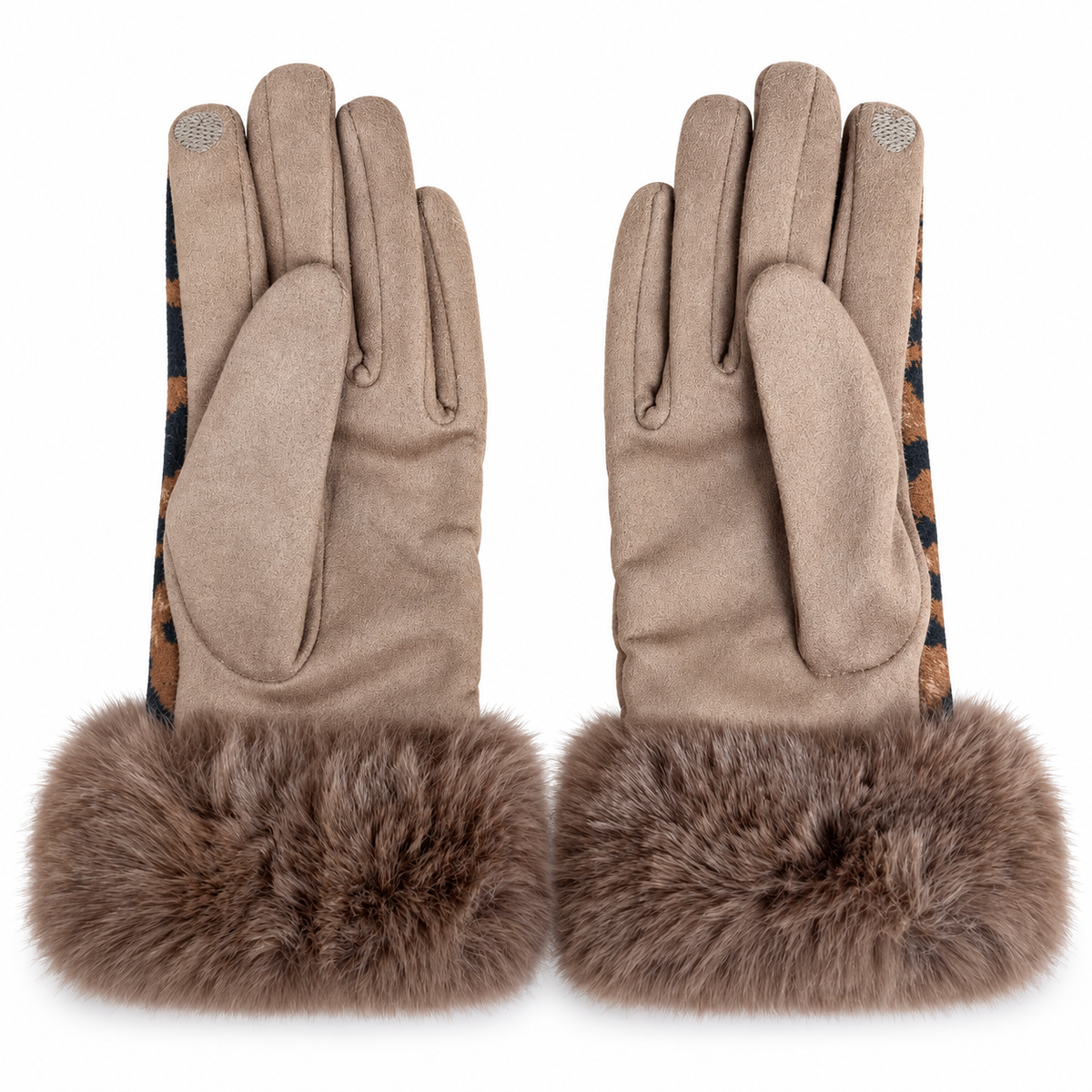Guanti Donna Animalier con Polsino in Eco Pelliccia e Funzione Touchscreen
