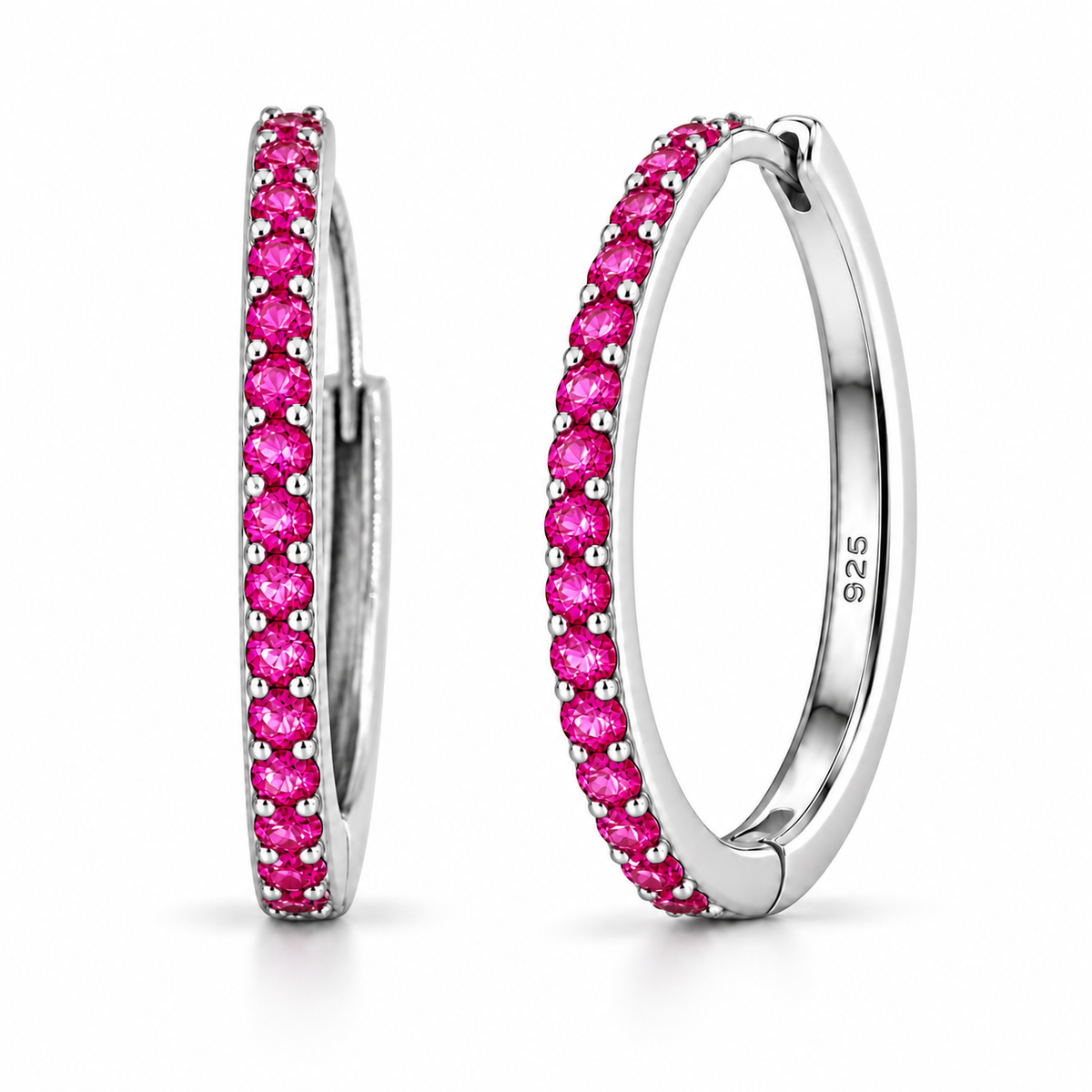 Orecchini a Cerchio Fucsia in argento 925 in 4 misure
