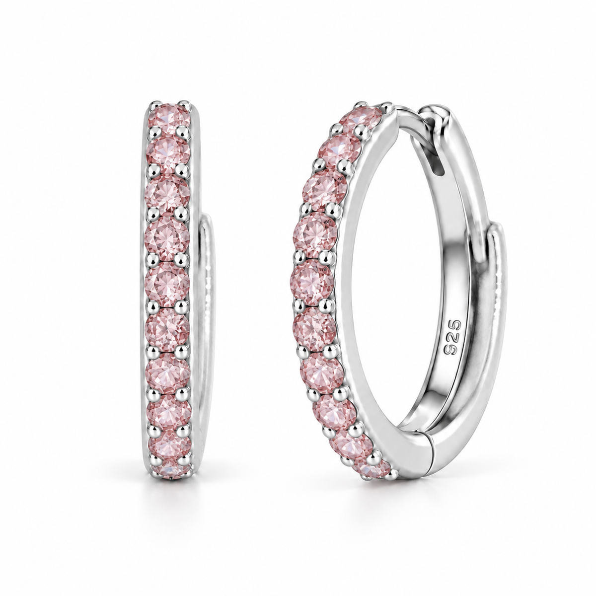 Orecchini a Cerchio Rosa in argento 925 in 4 misure