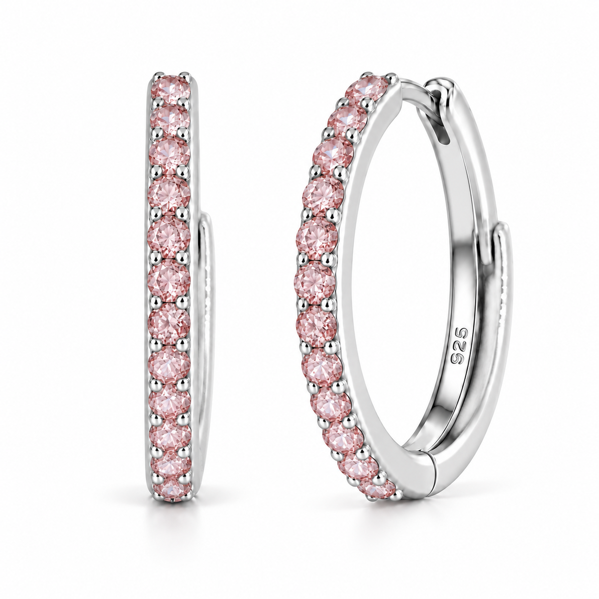 Orecchini a Cerchio Rosa in argento 925 in 4 misure