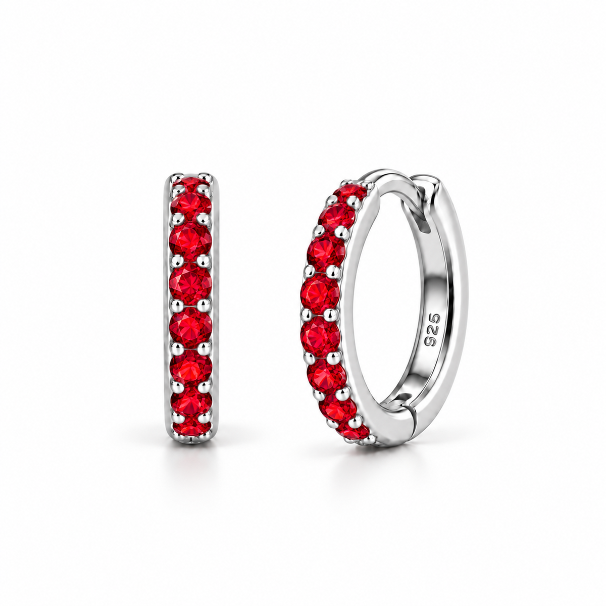 Orecchini a Cerchio Rosso in argento 925 in 4 misure