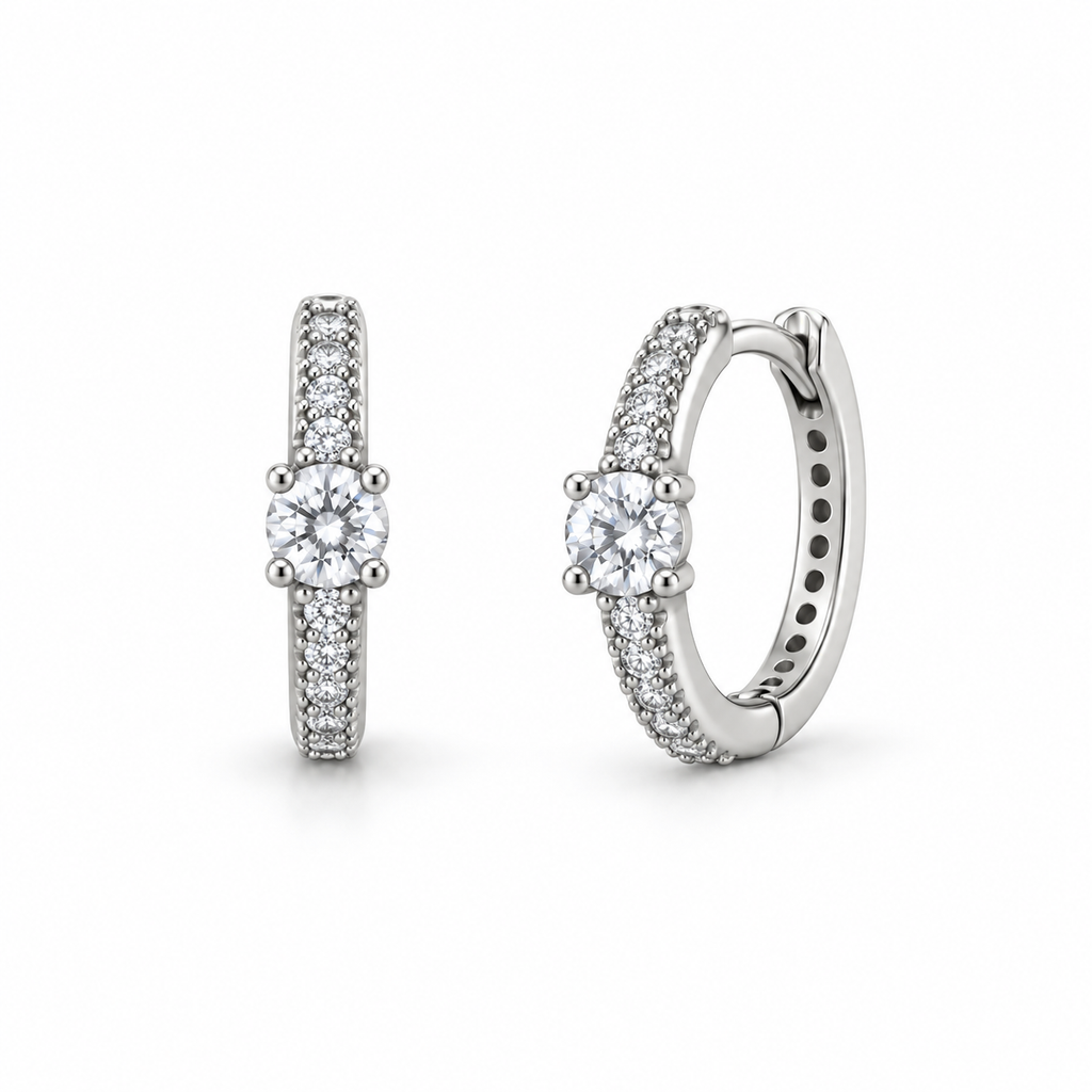 Orecchini a Cerchio con punto luce in Argento 925