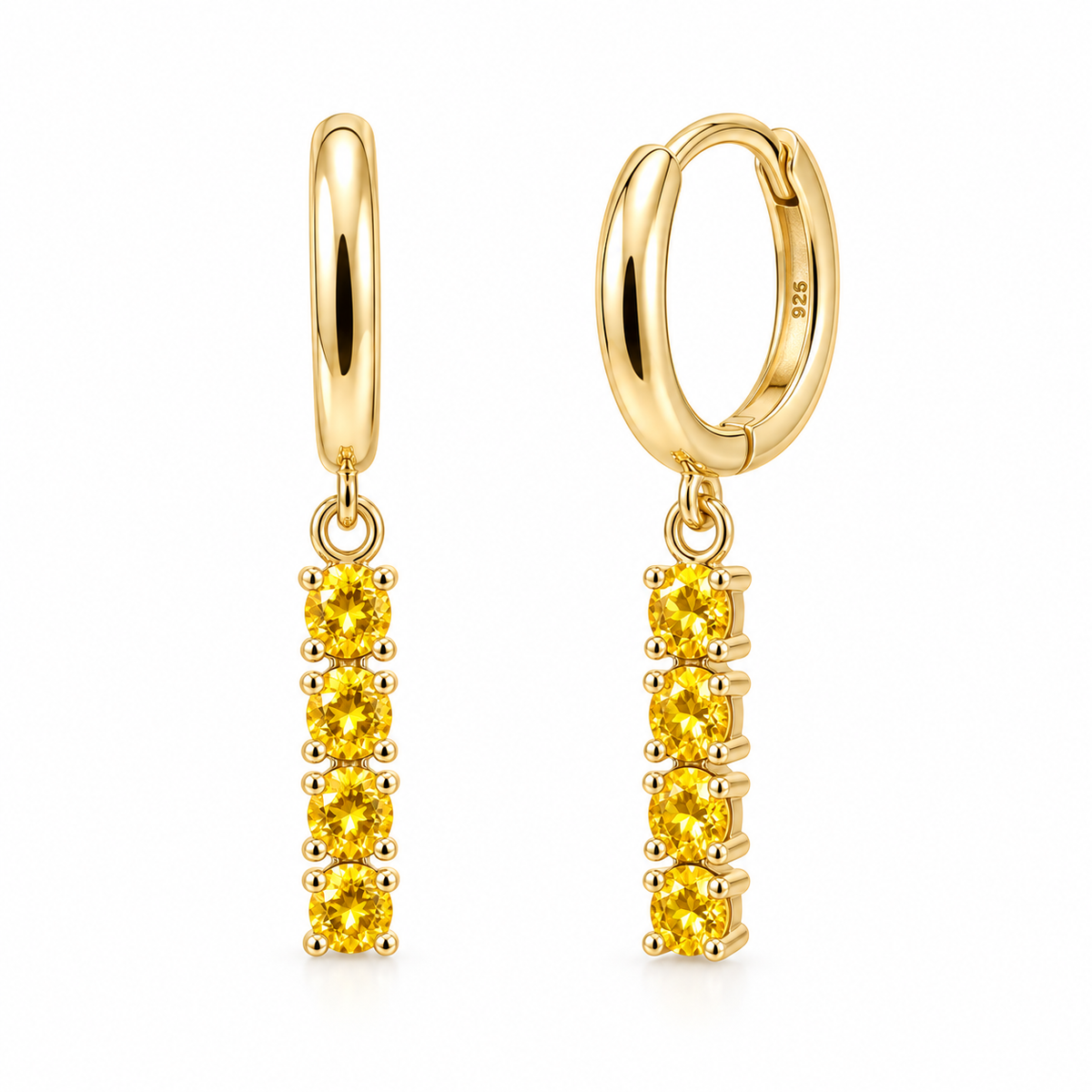 Orecchini a Cerchio con Strass pendenti colorati in Argento 925