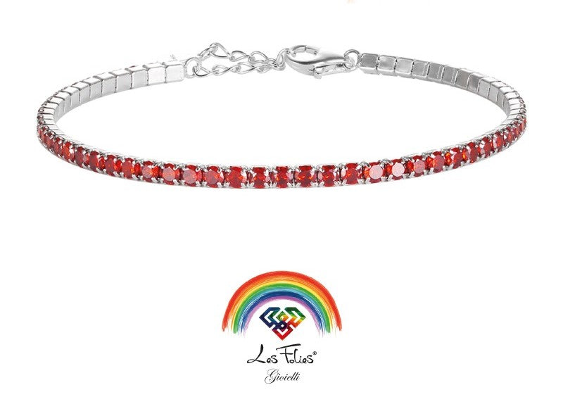 Bracciale tennis rosso in argento 925