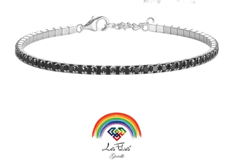 Bracciale tennis nero in argento 925