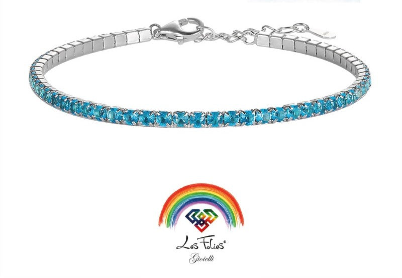Bracciale tennis azzurro in argento 925