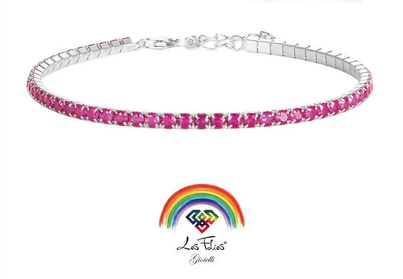 Bracciale tennis fucsia in argento 925