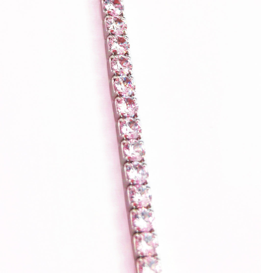 Bracciale tennis rosa in argento 925