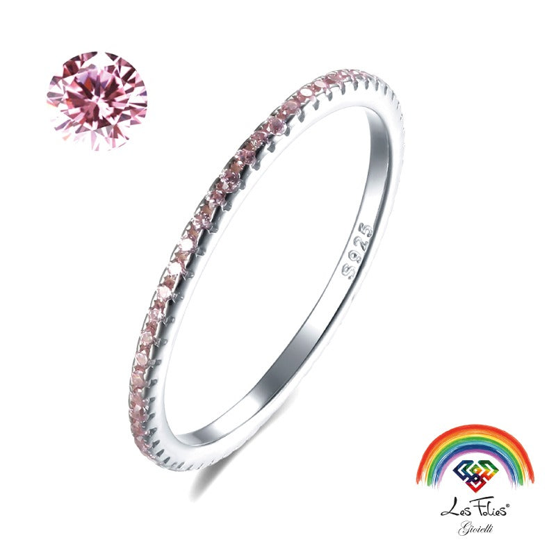 Anello veretta rosa in argento 925