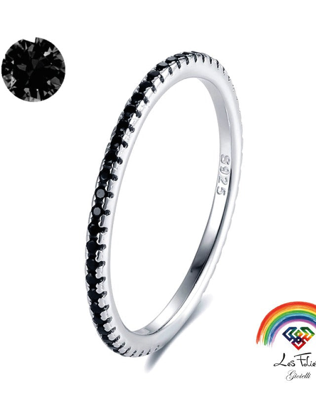 Anello veretta nero in argento 925