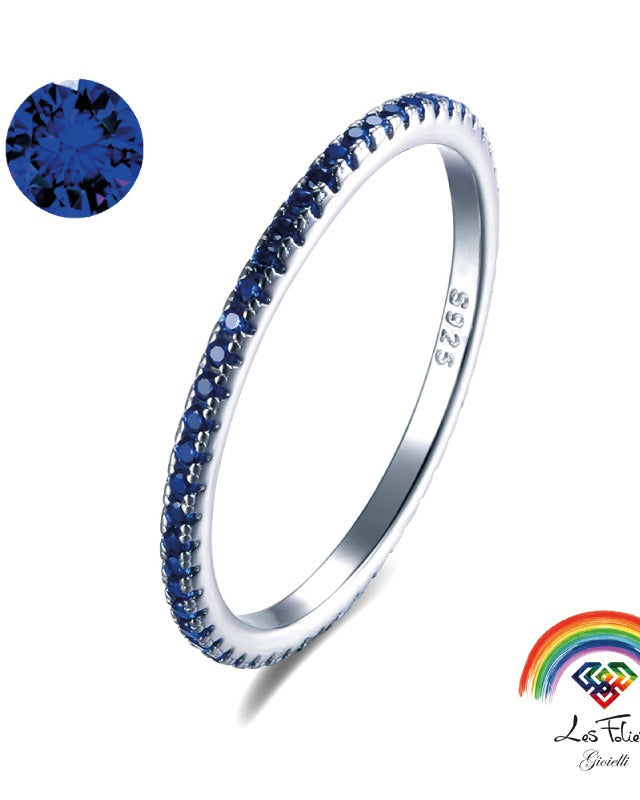Anello veretta blu in argento 925