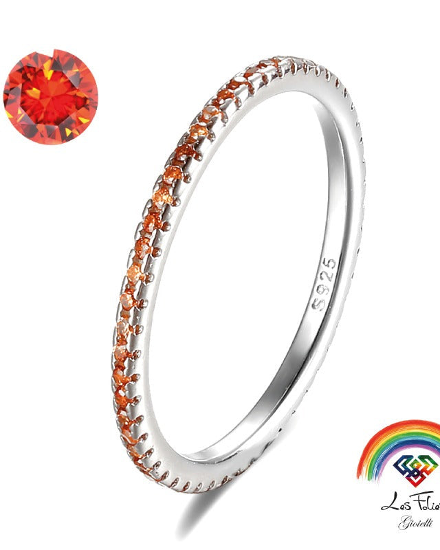 Anello veretta arancione in argento 925