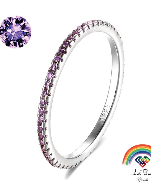 Anello veretta lilla in argento 925