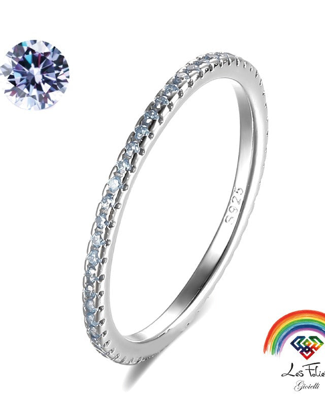 Anello veretta acquamarina in argento 925