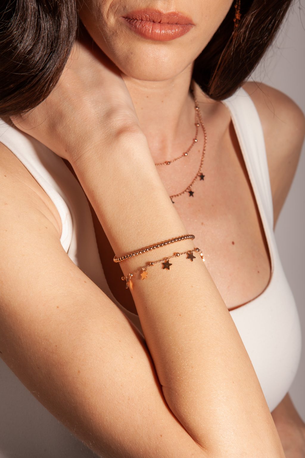 Bracciale pallini con stelline pendenti
