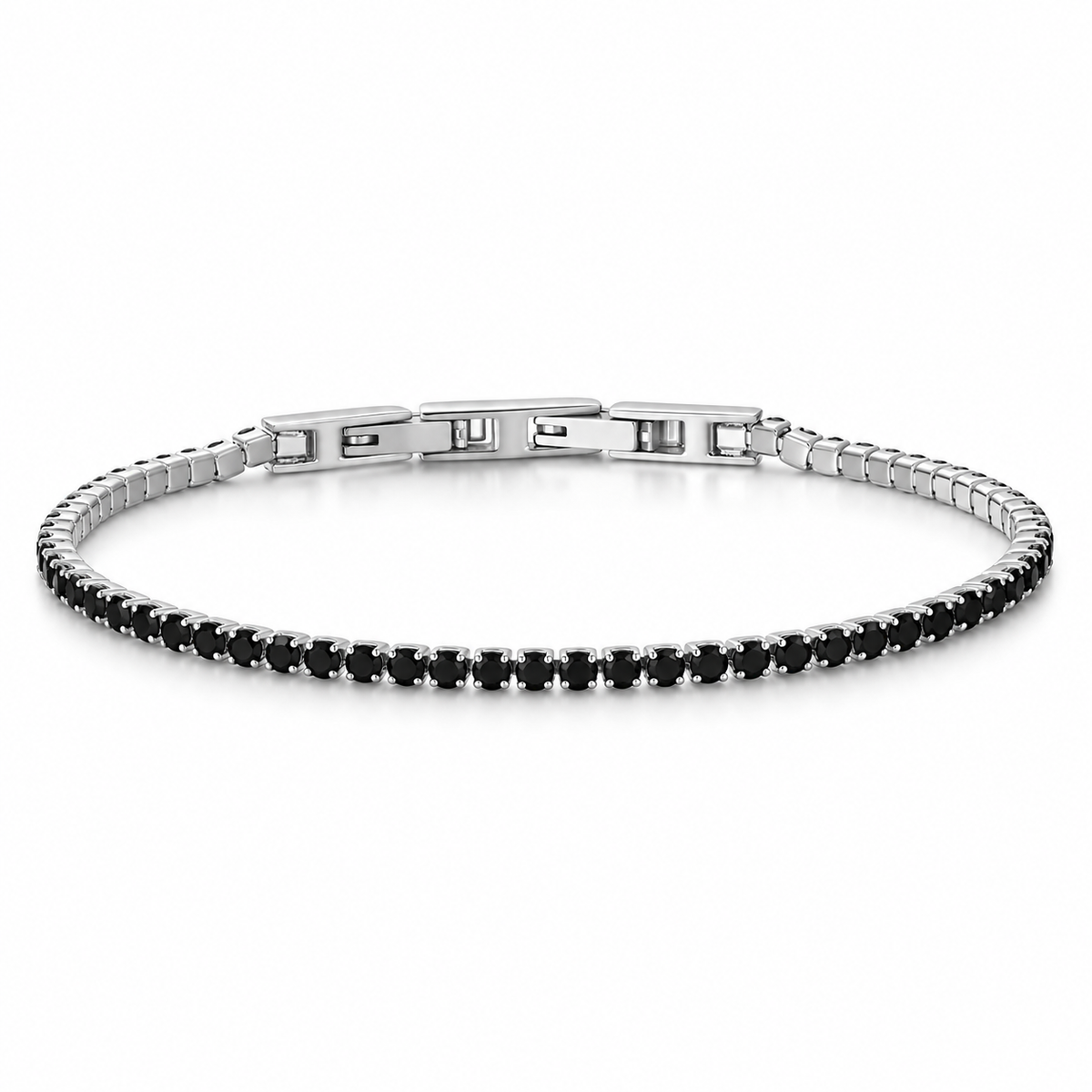 Bracciale Tennis 2mm in acciaio inox con chiusura a scatto unisex