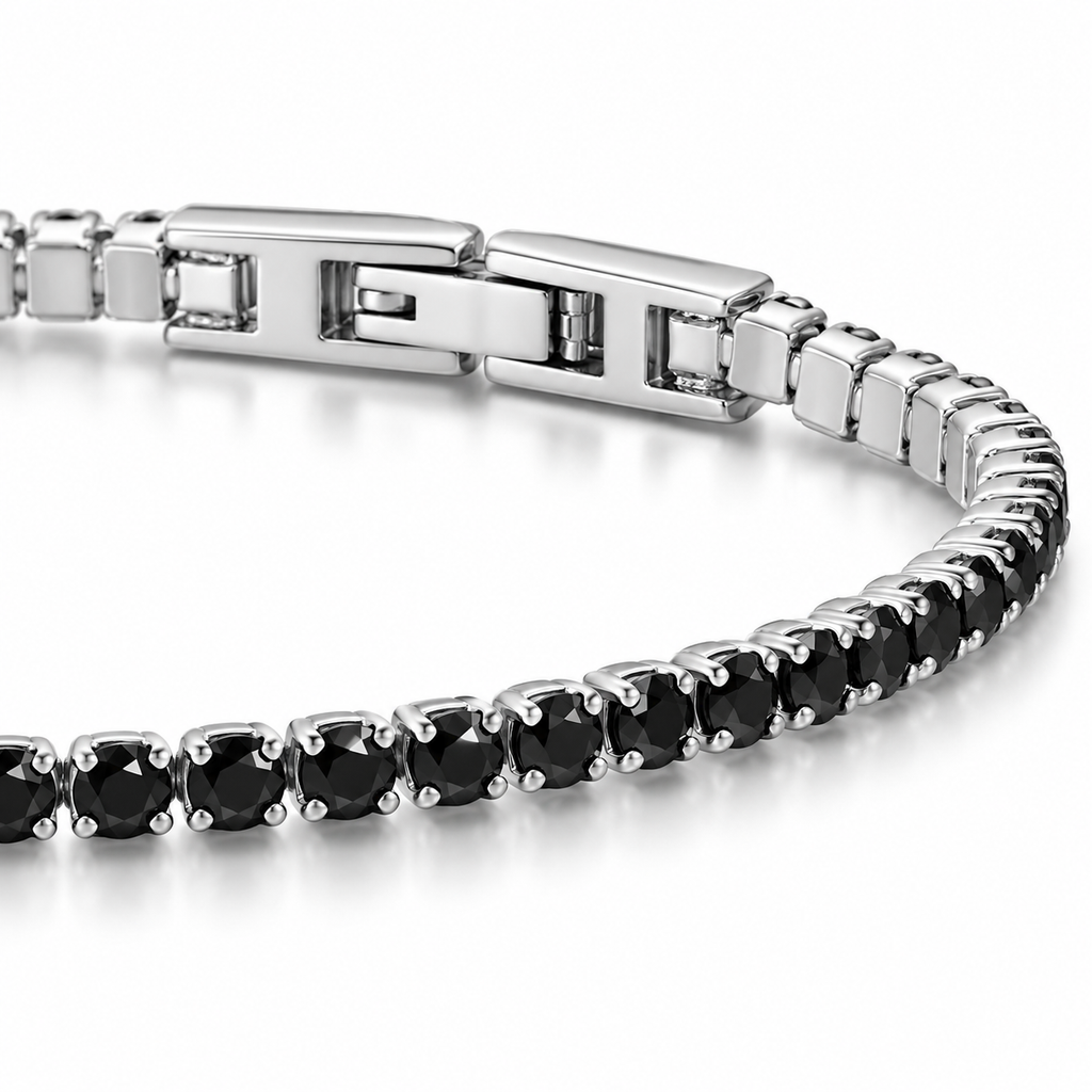 Bracciale Tennis 2mm in acciaio inox con chiusura a scatto unisex