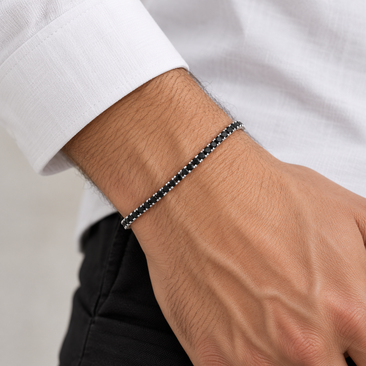 Bracciale Tennis 2mm in acciaio inox con chiusura a scatto unisex