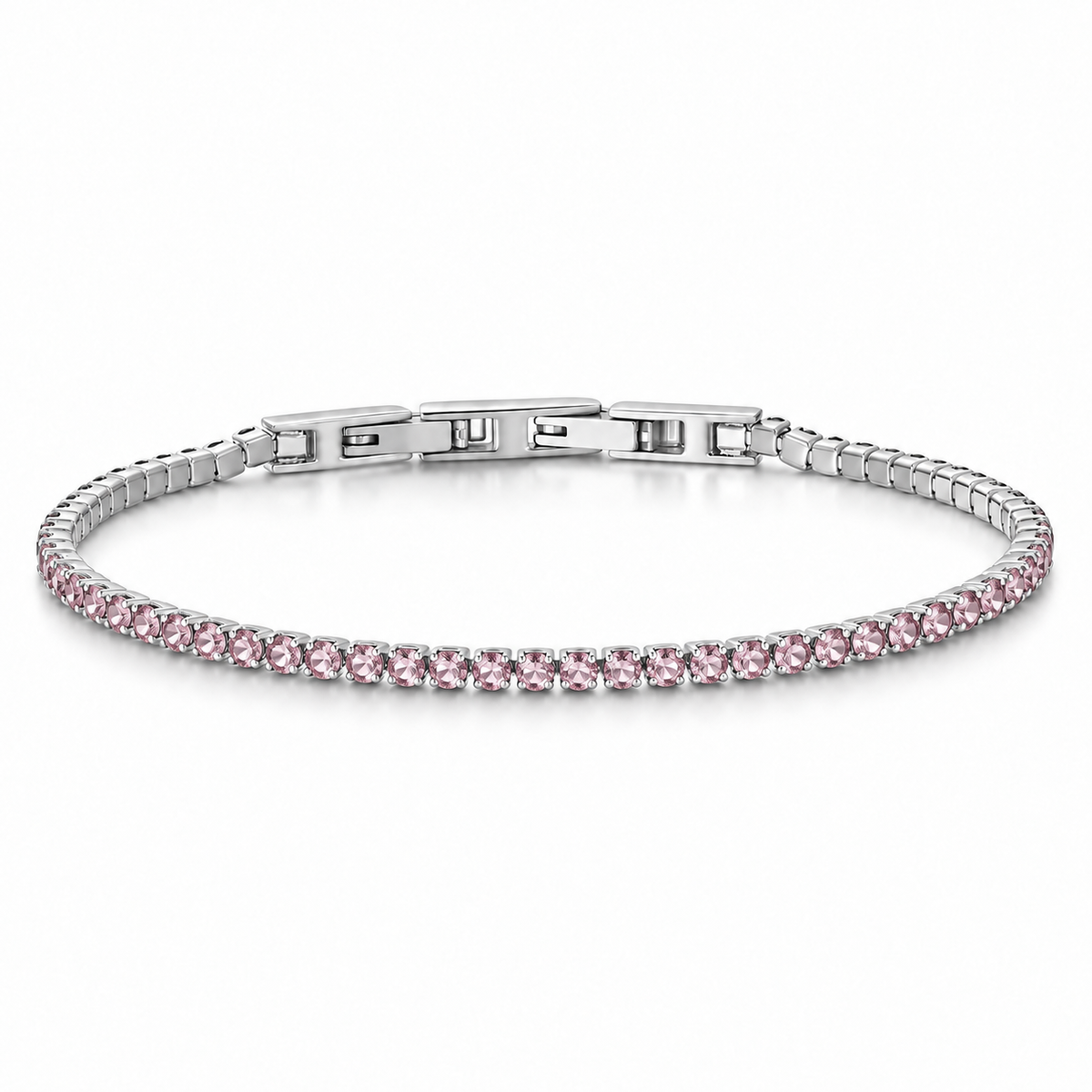 Bracciale Tennis 2mm in acciaio inox con chiusura a scatto unisex