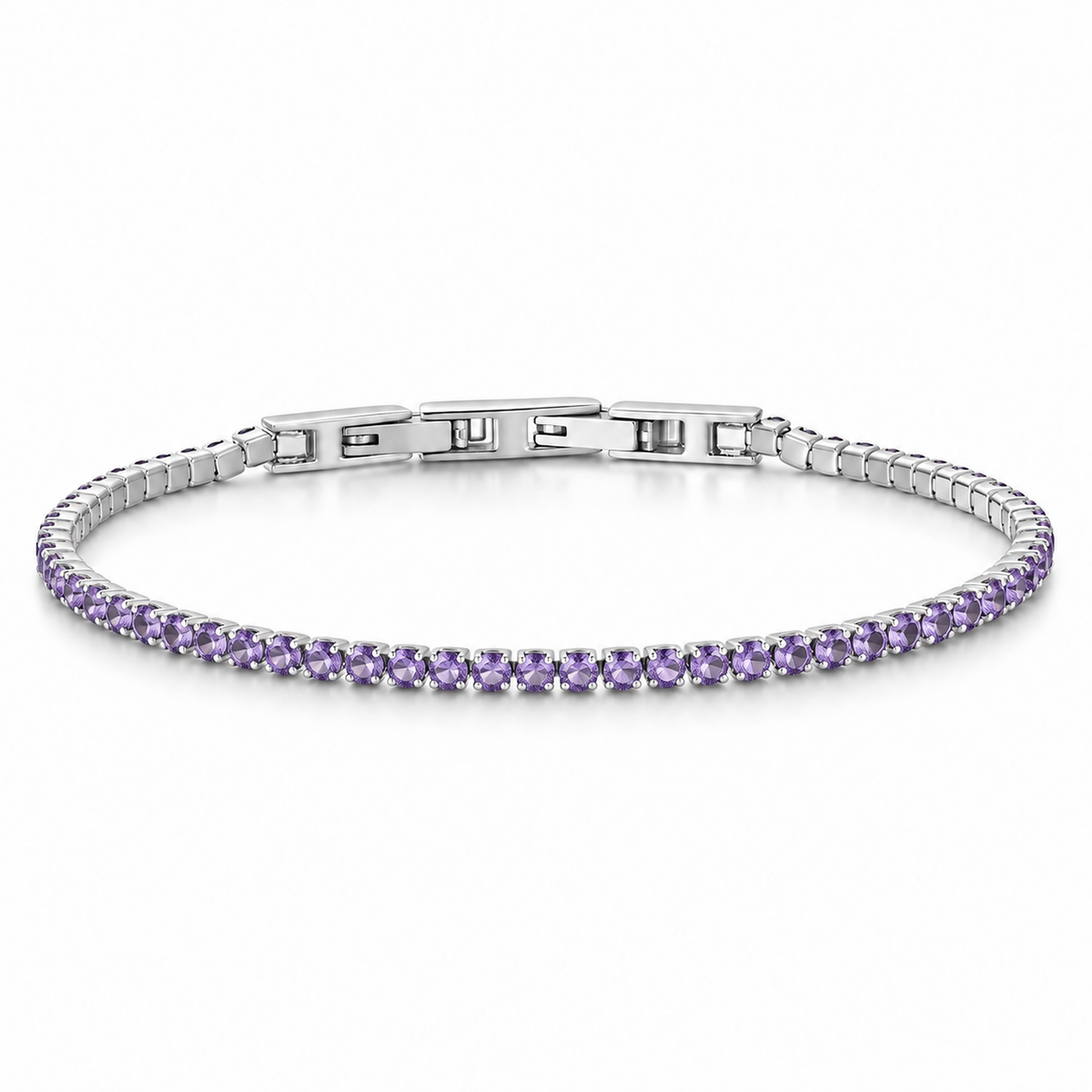 Bracciale Tennis 2mm in acciaio inox con chiusura a scatto unisex