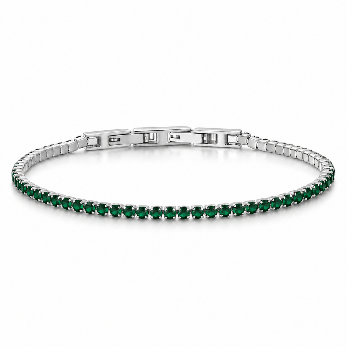 Bracciale Tennis 2mm in acciaio inox con chiusura a scatto unisex