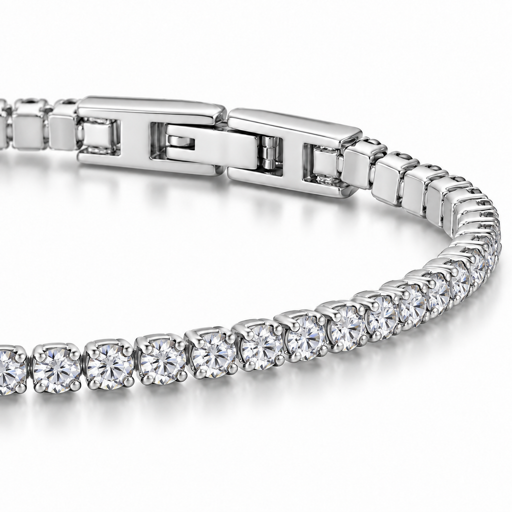 Bracciale Tennis 2mm in acciaio inox con chiusura a scatto unisex