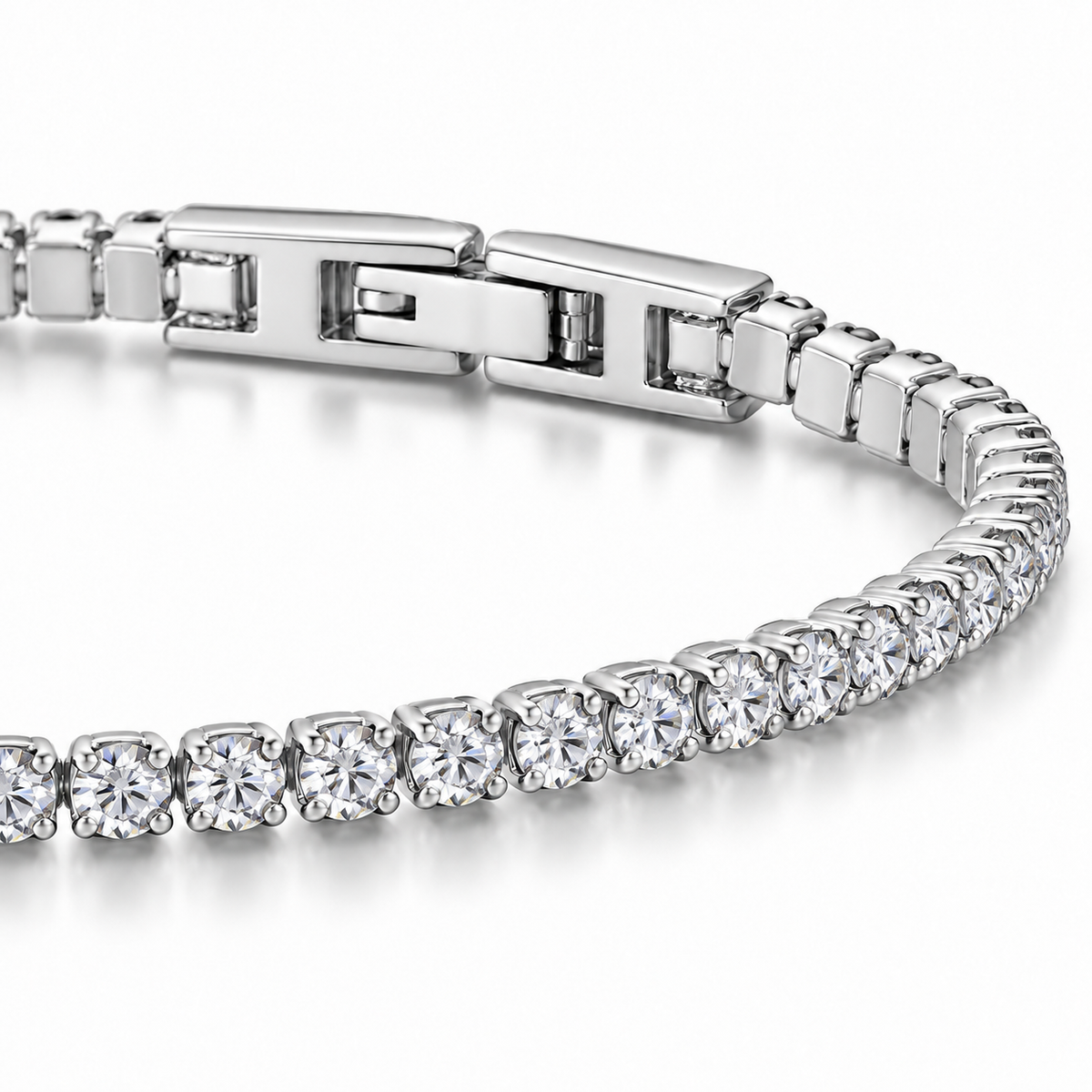 Bracciale Tennis 2mm in acciaio inox con chiusura a scatto unisex