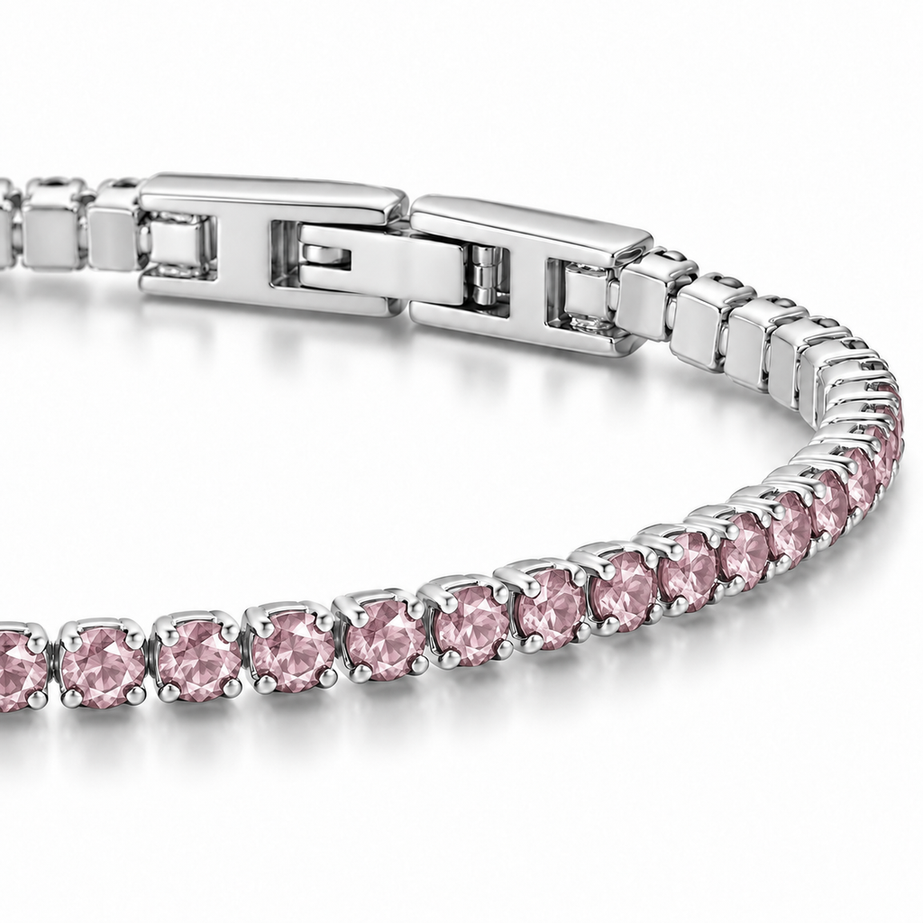 Bracciale Tennis 2mm in acciaio inox con chiusura a scatto unisex