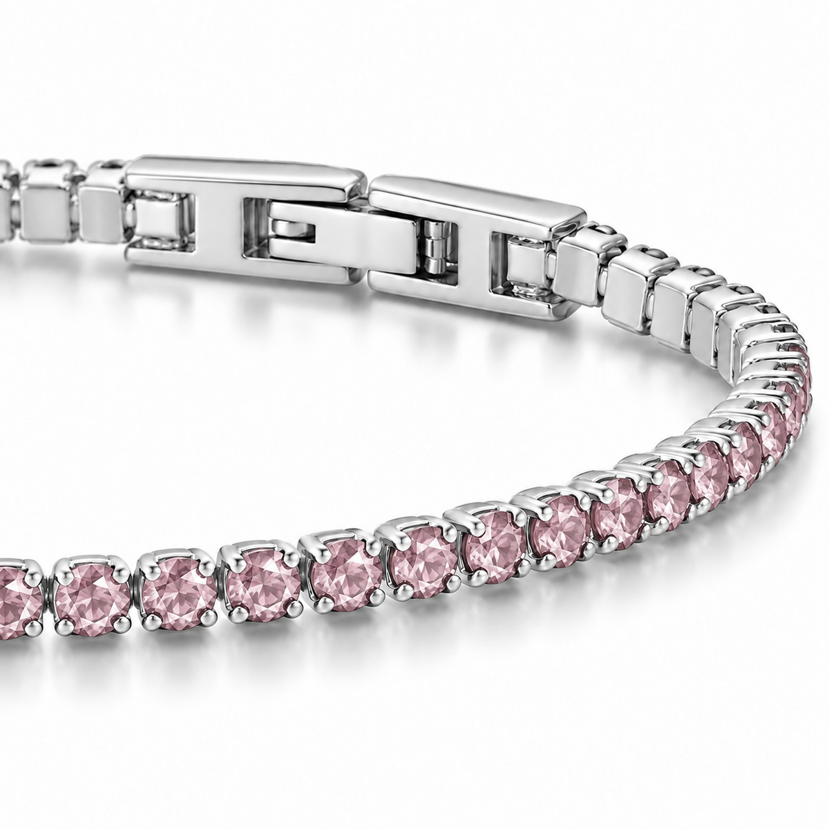 Bracciale Tennis 2mm in acciaio inox con chiusura a scatto unisex