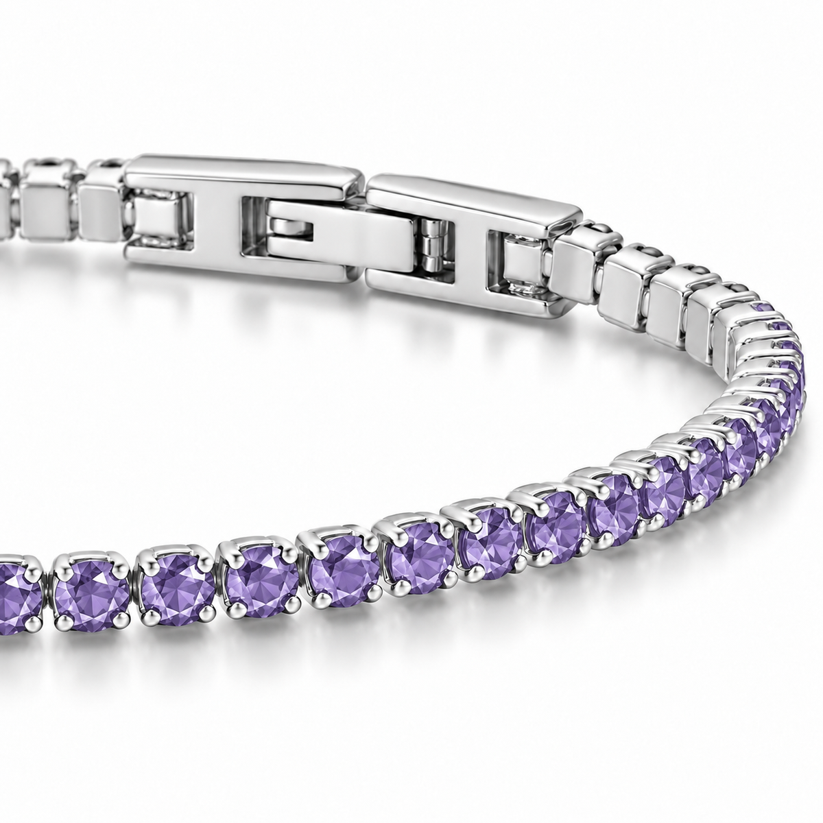 Bracciale Tennis 2mm in acciaio inox con chiusura a scatto unisex