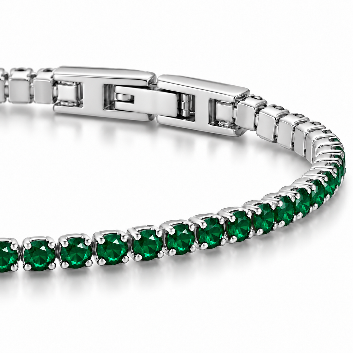 Bracciale Tennis 2mm in acciaio inox con chiusura a scatto unisex
