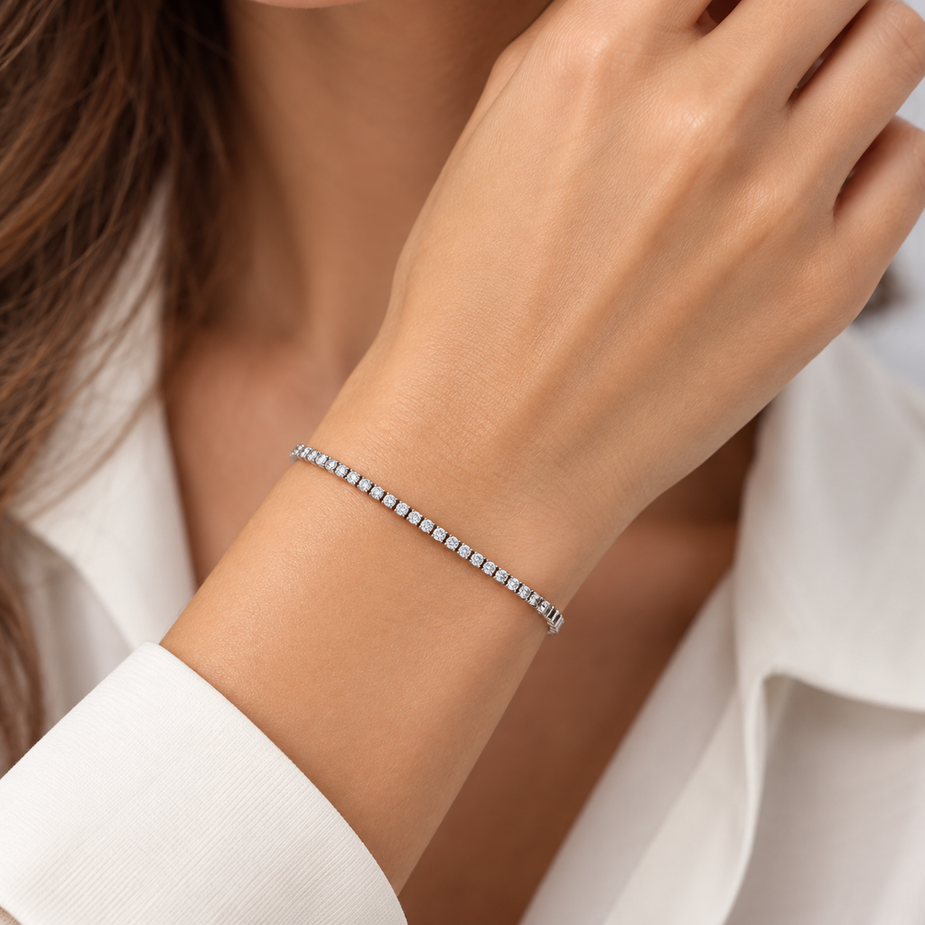 Bracciale Tennis 2mm in acciaio inox con chiusura a scatto unisex