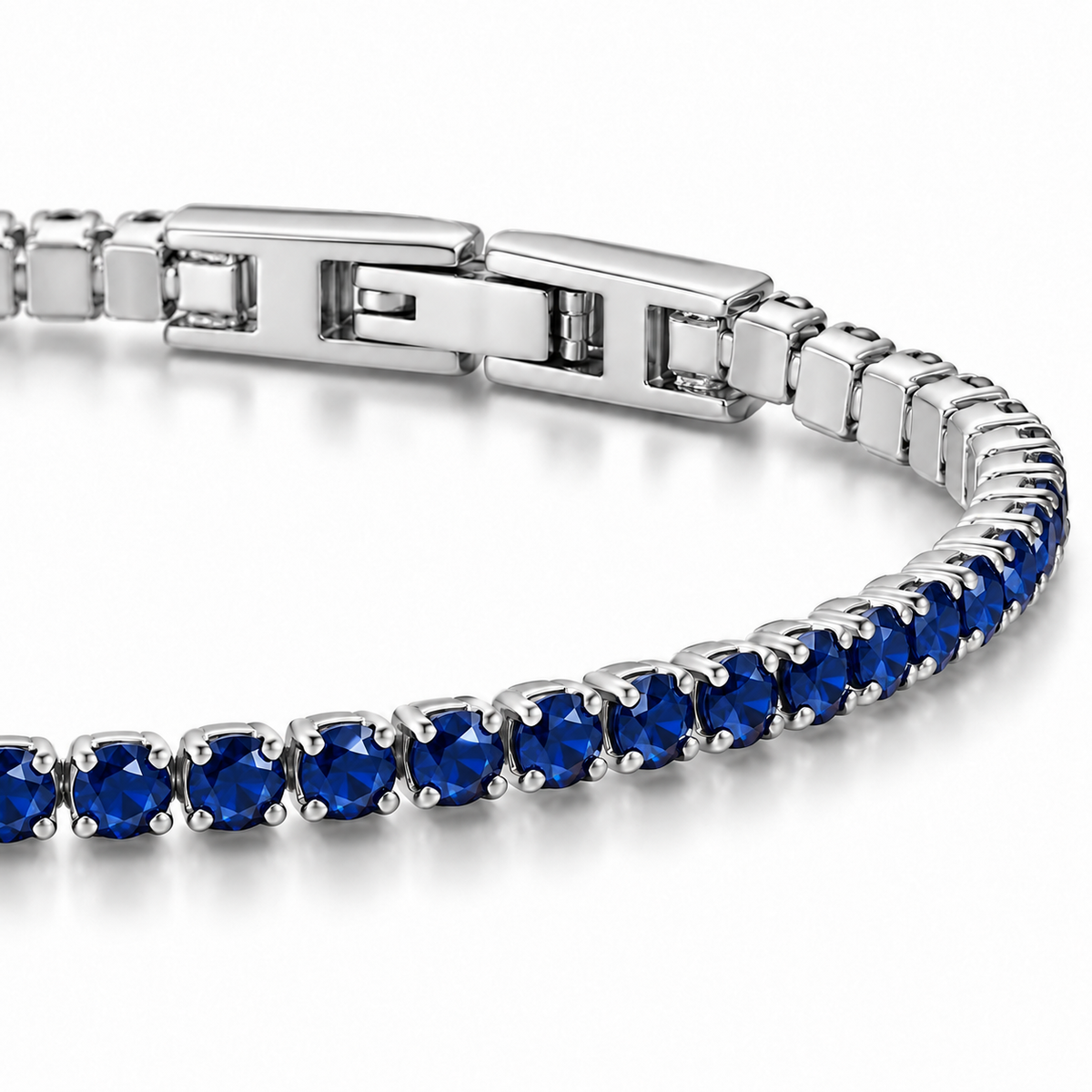 Bracciale Tennis 2mm in acciaio inox con chiusura a scatto unisex