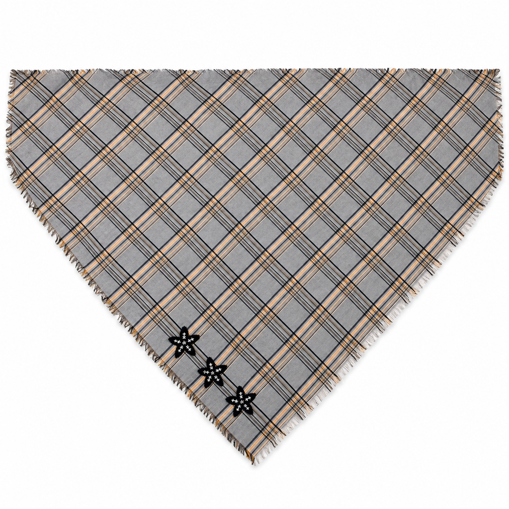 Sciarpa Kefia Tartan con Ricami in Viscosa 90 × 200 cm 18-1 Milano