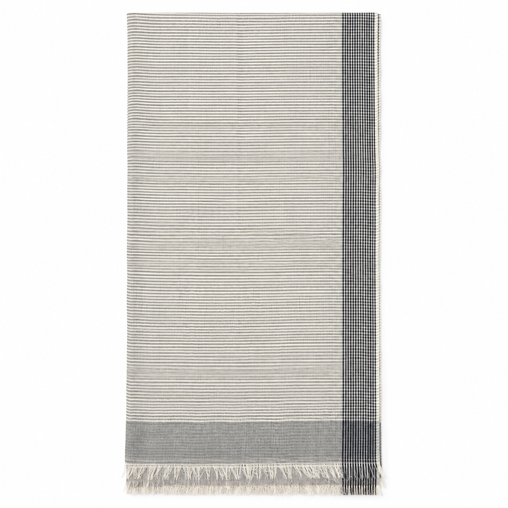 Sciarpa Righe e Microcheck in Cotone 90 × 190 cm 18-1 Milano