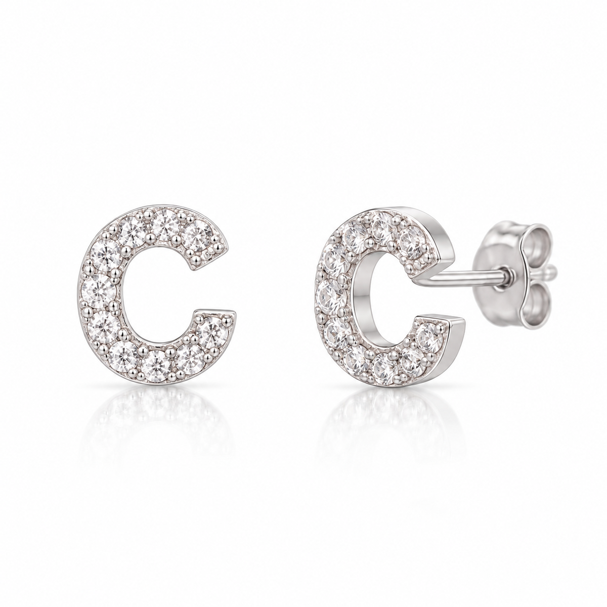 Coppia di orecchini Iniziali Lettera con strass crystal in acciaio inox