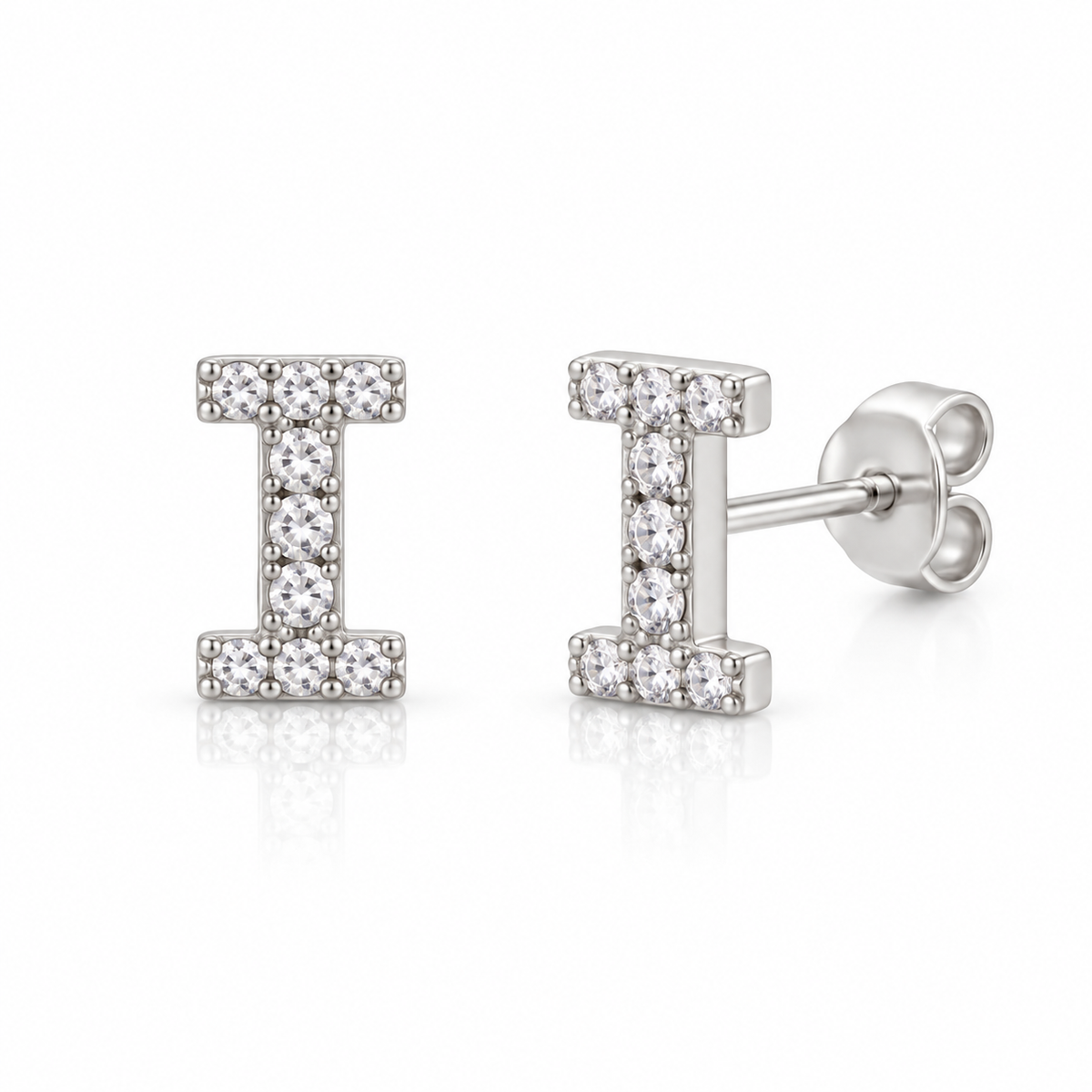 Coppia di orecchini Iniziali Lettera con strass crystal in acciaio inox
