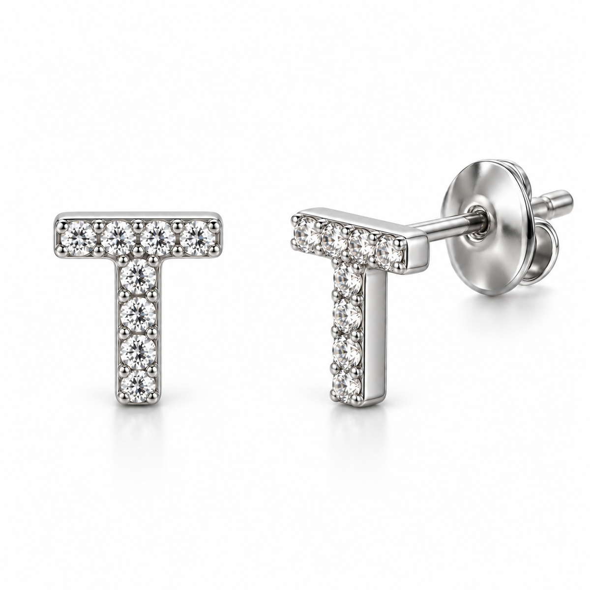 Coppia di orecchini Iniziali Lettera con strass crystal in acciaio inox