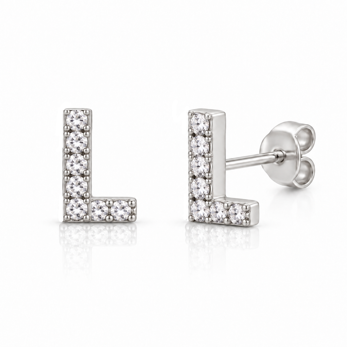 Coppia di orecchini Iniziali Lettera con strass crystal in acciaio inox