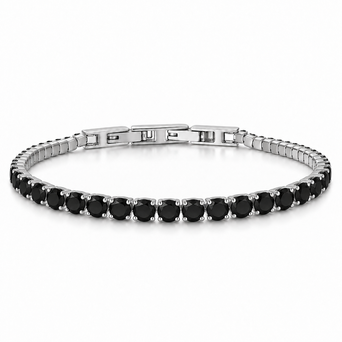 Bracciale Tennis 4mm in acciaio inox con chiusura a scatto unisex