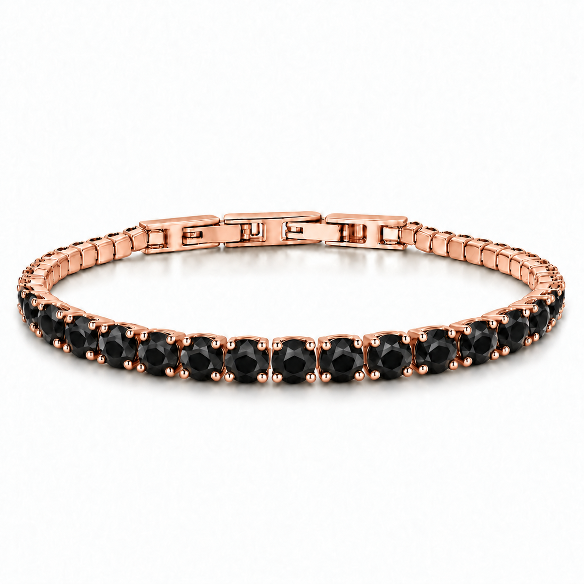 Bracciale Tennis 5mm in acciaio inox placcato oro rosè con chiusura a scatto unisex