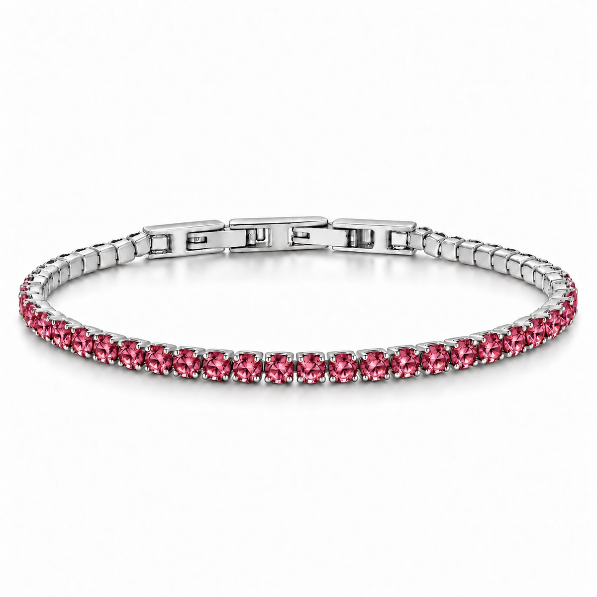 Bracciale Tennis 3mm in acciaio inox con chiusura a scatto unisex