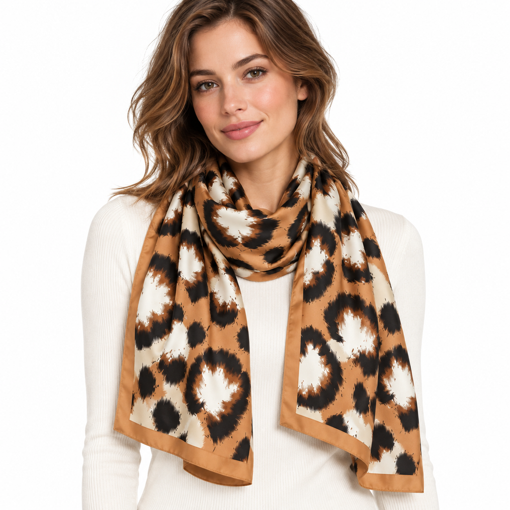 Sciarpa Wild Leopard in Viscosa e Seta 80 × 190 cm  Shakly