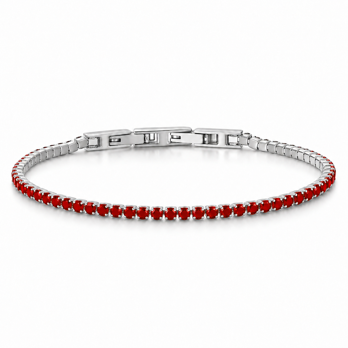 Bracciale Tennis 2mm in acciaio inox con chiusura a scatto unisex